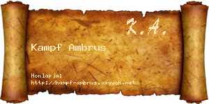 Kampf Ambrus névjegykártya